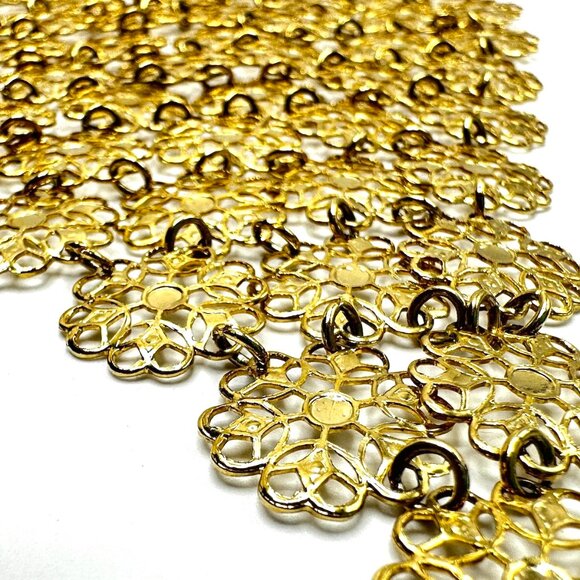 '60s NECKLACE STACK: Gold Geometric Pendant w/Pearls & Vendome Mesh Bib Pairing - Picture 16 of 16